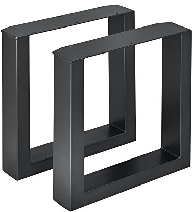 [en.casa] 2 x Conjunto de Patas de Banco Banca Armazón de Asiento Patas con protección para Suelo Acero 40 x 43 cm Negro