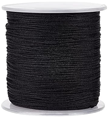 PandaHall 1mm 100m Schwarz Nylonschnur Wind Chime Cord Ersatz Geflochtene Lift Shade Blind String Handstrickschnur Sickenfaden für Windows Reparatur Gartenanlage Beading String für Schmuckherstellung