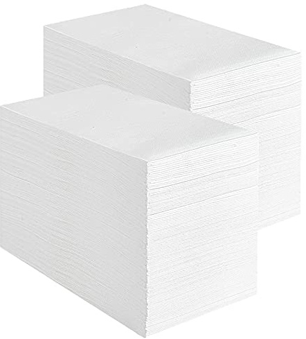 Einweg-Gästehandtücher aus Leinen, weich, saugfähig, Papierhandtücher für Küche, Bad, Partys, Hochzeiten, Abendessen oder Veranstaltungen 400 Pack weiß