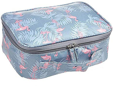 Kosmetiktaschen,Kosmetikbeutel wasserdichte Polyester Baumwoll Make up Tasche Multifunktions Portable Reise Schminktasche Flamingo Makeup Bag für Frauen Kinder Damen Mädchen