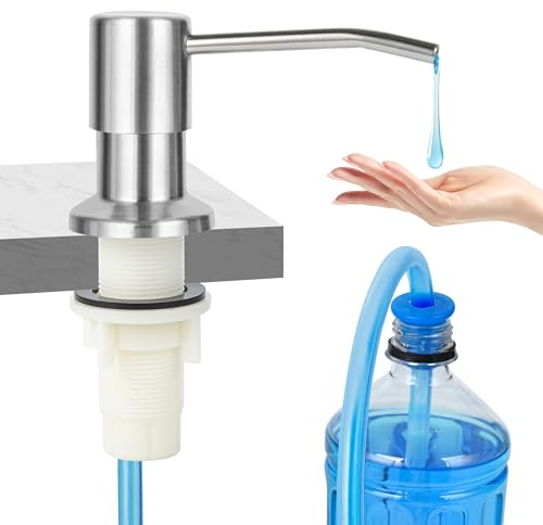 Soap Dispenser for Kitchen Sink(Brushed Nickel),Stainless Steel Countertop Dish Soap Dispenser Pump with 47 Extension Tube kit