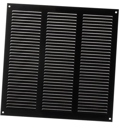 300x300mm Rejilla de Ventilación con Mosquitera - Rejillas de Aireación Metálicas - Acero, Negro