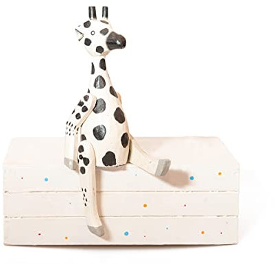 kadoh Kantenhocker Tier (Giraffe) 23 cm • Deko-Figur aus Holz für Wohnzimmer • Handgemachte Holztiere