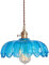 HJXDtech Vintage Glas Pendelleuchte Mit Lotus Blume Lampenschirm, Messing E27-Fassung Mit Schalter, Eleganter Glas Hängelampe für Kücheninsel,Esstisch & Wohnzimmer (Blau)
