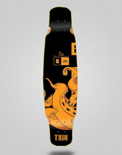 Txin Skate Skateboard Longboard Deck Mix Bamboo 46x9 Octopus Orange
