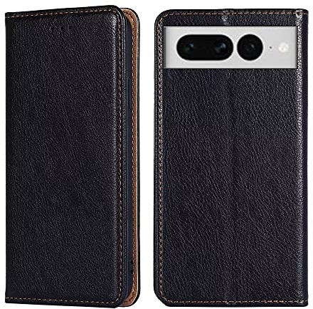 HONLEN Funda Compatible con Google Pixel 7 Pro Carcasa, (6.7 Inches) Magnético Cartera Cuero Case, 2 Ranura Tarjeta Movil Cover Negro - Negro