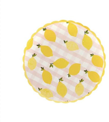 Club Green Hootyballoo Paper Plates Lemon & Gingham Eco Friendly Party Plates (8 Pack)