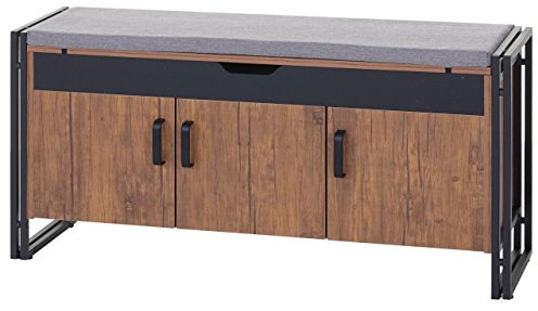 Mendler Schuhkommode mit Sitzmöglichkeit HWC-A27AM, Kommode Bank mit Kissen, 53x110x30cm