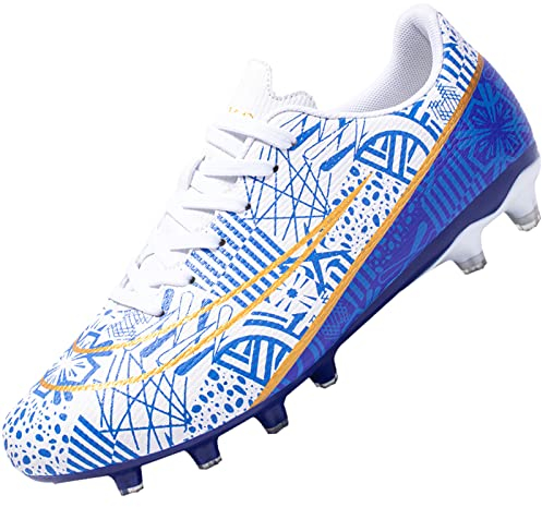 Csgkag Fußballschuhe Herren Trainingsschuhe Professionelle Stollen Spikes Cleats Jungen Kunstrasen Fussballschuhe Outdoor Sport Football Schuhe,Weiß,EU45