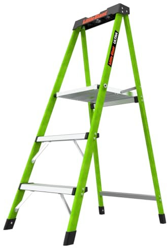 Little Giant Ultra Step Ladder with XL Platform, 3-Step Lightweight Foldable Non-Conductive Fiberglass, 300 Lbs. Capacity Type IA Extra Heavy Duty Ladder 8-Ft Max Reach