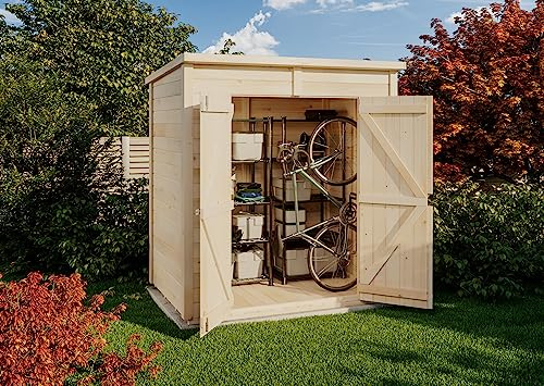 Storehaus Geräteschuppen Sepp S mit Pultdach, Gartenhaus klein B 186 x T 126 cm, Lagerhaus aus Fichtenholz inkl. Fundamentrahmen, 2,34 m² Grundfläche, Nut-und-Feder-Bauweise, 12 mm Wandstärke