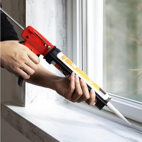 Navaris Pistola per Cartucce Silicone Professionale Manuale - Sigillante Resistente - Strumento Calafataggio - Pistole per Sigillare - Impugnatura Gomma Termoplastica - Rosso Nero