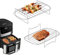 YIWONFU 2 Stück Heißluftfritteuse Grillrost(20x13cm), Antihaftbeschichtung Dual Zone Heißluftfritteusen Zubehör für [AF300EU] [AF400EU], 304 Edelstahl Airfryer zubehör mit 4 Spießen