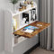 Pmnianhua Wall Mounted Drop-Leaf Table, Floating Laptop Desk, Folding Table with Shelves, Multifunctional Computer Workstation with Storage Compartments in Home Office for Space Saving (Rustic Brown)