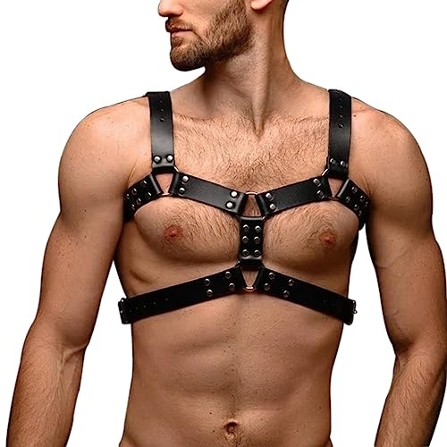 FOCICE Herren Leder Brustgurt – Verstellbarer Harness für Clubwear, Cosplay & Gothic Outfits