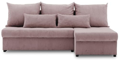 Mebligo Ecksofa Venezia mit Schlaffunktion und Bettkasten (POSO 027, Schaum)