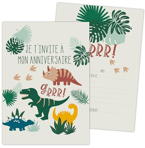 SCRAP COOKING Scrapcooking – 8 Einladungskarten Dinos – Einladungskarten Geburtstag Dinosaurier – 0264