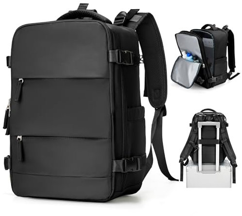 BJLFS Borse da Cabina per Ryanair 40x20x25 Bagaglio a Mano Zaino Borsa Zaino da Viaggio, Zaino da trekking,Zaino Easyjet,Zaino Casual per laptop,Nero semplice