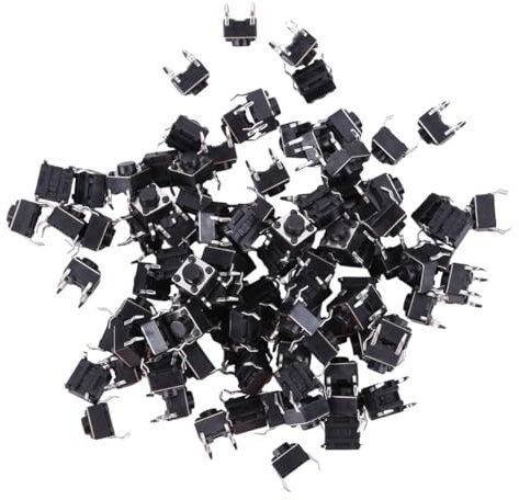 LYEAA 100 pièces Interrupteur Tactile Bouton Poussoir Micro Interrupteur Vertical Bouton Tactile 6X6X5mm Bouton de Commutation Tactile momentané Composants électroniques