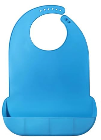 YYGMSS Bavoirs pour Adultes Imperméables Bleus Bavoirs en Silicone avec Récupérateur de Miettes Bavoir Réglable pour Hommes âgés Mangeant Lavable Facile à Nettoyer-M