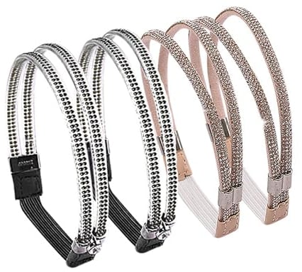 YYLFDC 2Pairs Shoe Straps for Heels,Shoe Strap Extenders,Detachable Shoe Lace,Elastic Adjustable Rhinestone Shoes Band,Sandal Shoelace,Elasticity Ankle Holding,for Holding,Loose High Heels Slippers