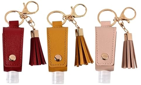 QIYULIN 3 Pack Portable Empty Travel Bottle Keychain Hand Sanitizer Bottle Holder 30ml Refillable Squeeze Bottle for Hand Sanitizer, Travel, Outdoor Activities School