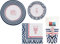 Set 40 pezzi Coordinato tavola MARE PORTOFINO blu rosso, corallo, conchiglia, cavalluccio marino, aragosta BIODEGRADABILE decoro buffet feste, compleanno tema marino - Piatti Bicchieri Tovaglioli