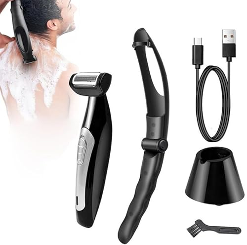 Rückenrasierer, Körperhaarschneider für Männer, Abnehmbarer Griff mit Extremer Reichweite, Nass- oder Trockenrasur, Rückenhaarrasierer