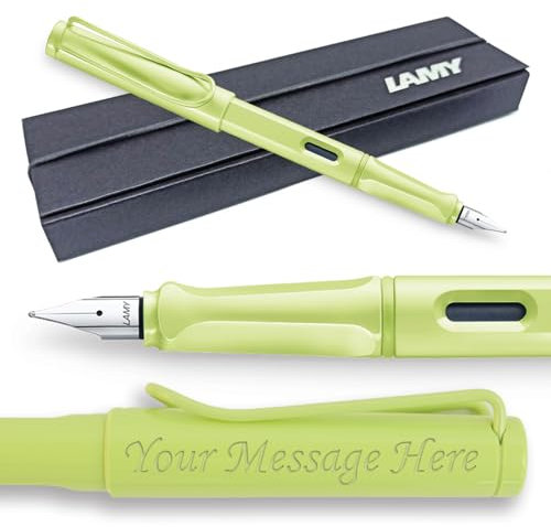Fountain Pen Lamy Safari - Personalised with Engraving (Italic 1.1mm Nib, Spring Green)