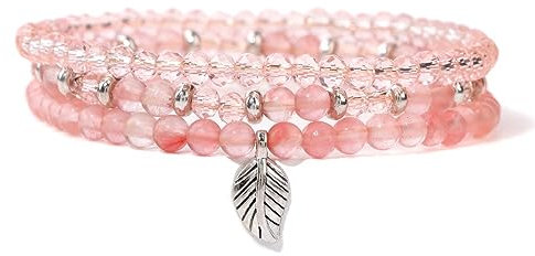 Mezrkuwr 3 Stück Rosa Armband mit Perlen Stretch Damen Armband Mehrschichtiges Boho Modeschmuck perlenarmband damen für Mama Oma und Frau Geburtstagsgeschenk