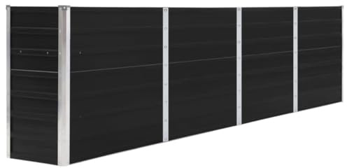 Tino Tech Garten-Hochbeet 320x40x77 cm Verzinkter Stahl Pflanzenbeet Gemüsebeet Gartenbeet aus Metall Blumenbeet Raised Bed Pflanzkübel Pflanzgefäße für Draußen Pflanzbeet Anzuchtbeet Anthrazit