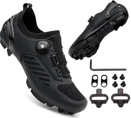 Mateju Fahrradschuhe Herren und Damen, MTB- und Rennrad-Schuhe, SPD-Schuhe, Unisex-Rennradschuhe, Mit Cleats, Leichte Mountainbike-Schuhe für Innenseitenschaltung