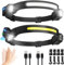 【2 Pack】Head Torch Rechargeable, Super Bright 230° Wide Beam & 270° Adjustable Spotlight LED Headtorch, 6 Modes Motion Sensor, Waterproof Lightweight Hands-Free Headlamp for Running Camping Fishing