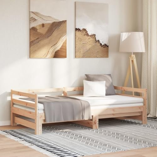 XGWKCNV Beds & Accessories Tagesbett mit Ausziehbett 80x200 cm Massivholz Kiefer Betten & Bettrahmen