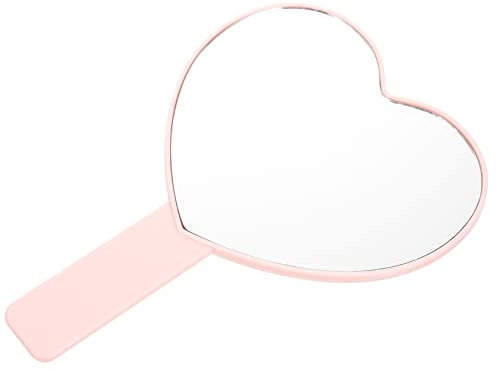 Baluue Miroir de Voyage à Poignée de Miroir Portatif pour Le Maquillage en Forme de Cœur Outil de Vanité Portable