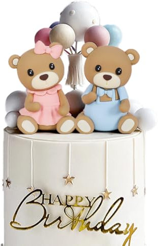 LGWJHCY Teddy Bear Cake Decoration, Teddy Bear Cake Topper, Cake Decoration for Baby Shower, Birthday Party, Anniversary Decoration for Valentine's Day, Wedding, Anniversary, Birthday