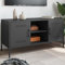 Gecheer Mobile TV Nero 100,5x39x50,5 cm in Acciaio,Mobile TV Moderno,Tavolino Porta TV,Armadietto Stand TV,Mobiletto TV,Mobiletto Porta TV,Mobile da Salotto,L842988