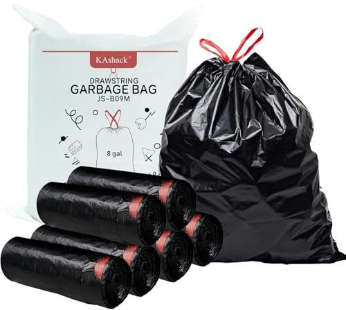 Kashack Müllbeutel 30L 150 Stück, Mit Zugband Schwarz Mülltüten, 35µm Extra Stark Schwerlast Reiß Feste MüLlsäCke,FüR Badezimmer, Küche, Schlafzimmer, BüRo AbfallsäCke,Schnell Verpacken MüLl 55x65cm