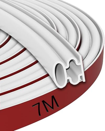 Joint Porte Fenetre 10mm*10mm*7M Joint D'étanchéité pour Porte Isolation Phonique Porte Anti-collision Antibruit Étanche à l'eau Antipoussière (Blanc, 10mm*10mm*7M)