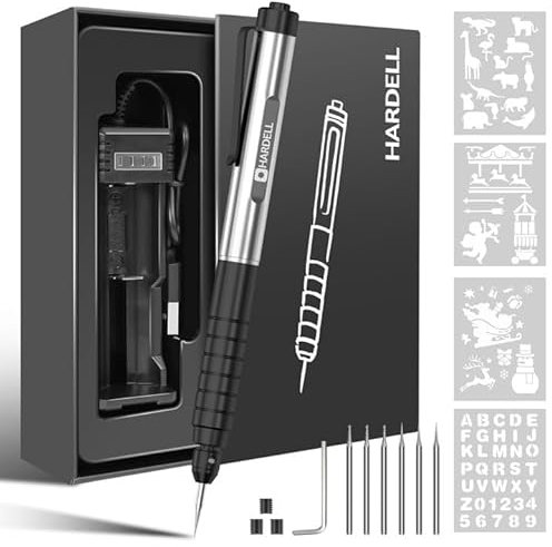 HARDELL Engraving Pen, Electric Micro Engraving Pen Tool Kit, USB Rechargeable Cordless Rotary Tools, Professional Portable DIY Engraver Machine for Metal Glass Ceramic Plastic Wood Jewelry-Black