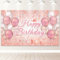 PartyYaa Cartel de feliz cumpleaños, decoración de cumpleaños, pancarta de telón de fondo extragrande para fiesta de fotos, cartel decorativo para mujeres y niñas (blanco y rosa)