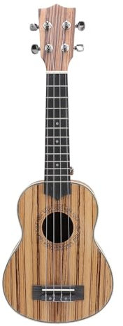 Sopran-Ukulele, 21in Zebra Holz Wunderschöne Textur Warmer und voller Klang Ukulele für Anfänger Klare schöne Resonanz Ukulele Bausatz mit Hosenträger Stimmgerät Nylonsaiten