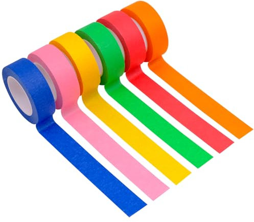 JJYHEHOT 6 Rotoli Nastro Fluorescente Neon Tape, Nastro Adesivo UV Blacklight, Nastro Gaffer Fluorescente in Tessuto per Partito Art Festa Decorazioni di Halloween (20MM x 13M)