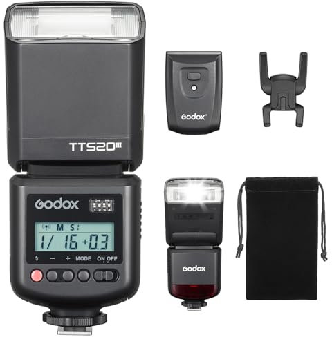 GODOX TT520III TT520 III Kamera-Blitzgerät Blitzgerät mit Sender-Empfänger, Universal Hot Shoe Design, Compatible with Nikon Canon Sony Olympus Fujifilm Panasonic Kamera