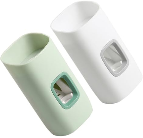 Anneome 2stücke Wandmontierter Zahnpasta Squeezer Praktischer Zahnpastaspender Mit Einstellbarer Extrusion Für Erwachsene Installieren Kein Bohren Erforderlich Weiß Und Grün