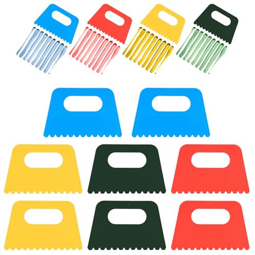 8 Pack Plastic Paint Scraper Tool Multicolor Spackle Spreader Texture Tools Plastic Textured Art Tools for Art Grout Patching Wallpaper Decal Glue Construction