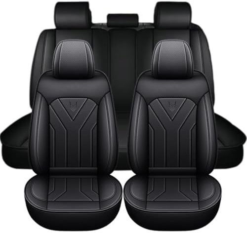 Chifeng Universal-Leder-Sitzbezüge Für Vw - Wasserabweisend, Kratzfest, Leicht Zu Reinigen, Ideal Für Lange Fahrten Und Familien, Perfekt Für Hundehalter Und Pendler (Schwarz,Polo)