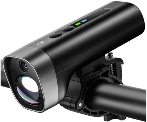 Bike Camera with Headlight, 300LM Bike Lights for Night Riding, HD 1080P 5MP Action Cameras, WiFi, IP5 Water Proof, Rechargeable Bikes Front Light for Cycling, Camping