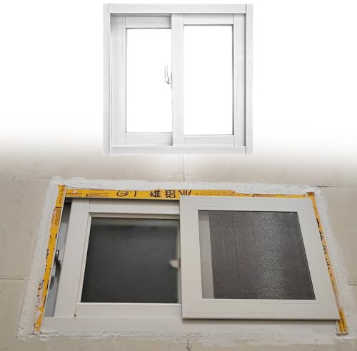 EXCLURA Finestra Finestra Scorrevole di Ricambio con Zanzariera, Finestre a Filo 40 45 55 60 70 75 80 85 90 100 120 Cm, Finestra in Vetro Temperato Bianco per Bagno(48x20in/120x50cm)