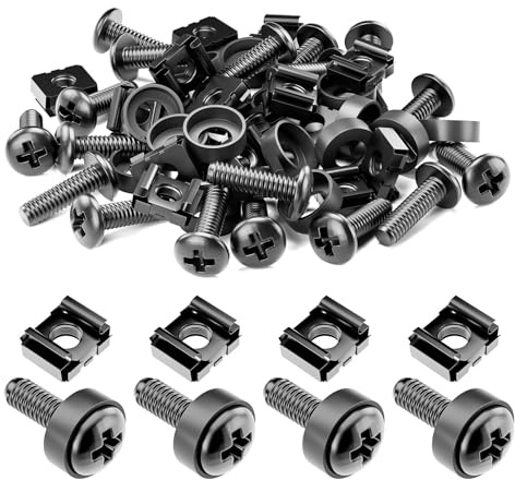 iwillink 20 Set M6 x 20mm Rack Screws and Cage Nuts Kit | 20mm Stainless Steel with Cage Nuts & Nylon Washers - Compatible with Server Racks/Audio/Hardware Mounts